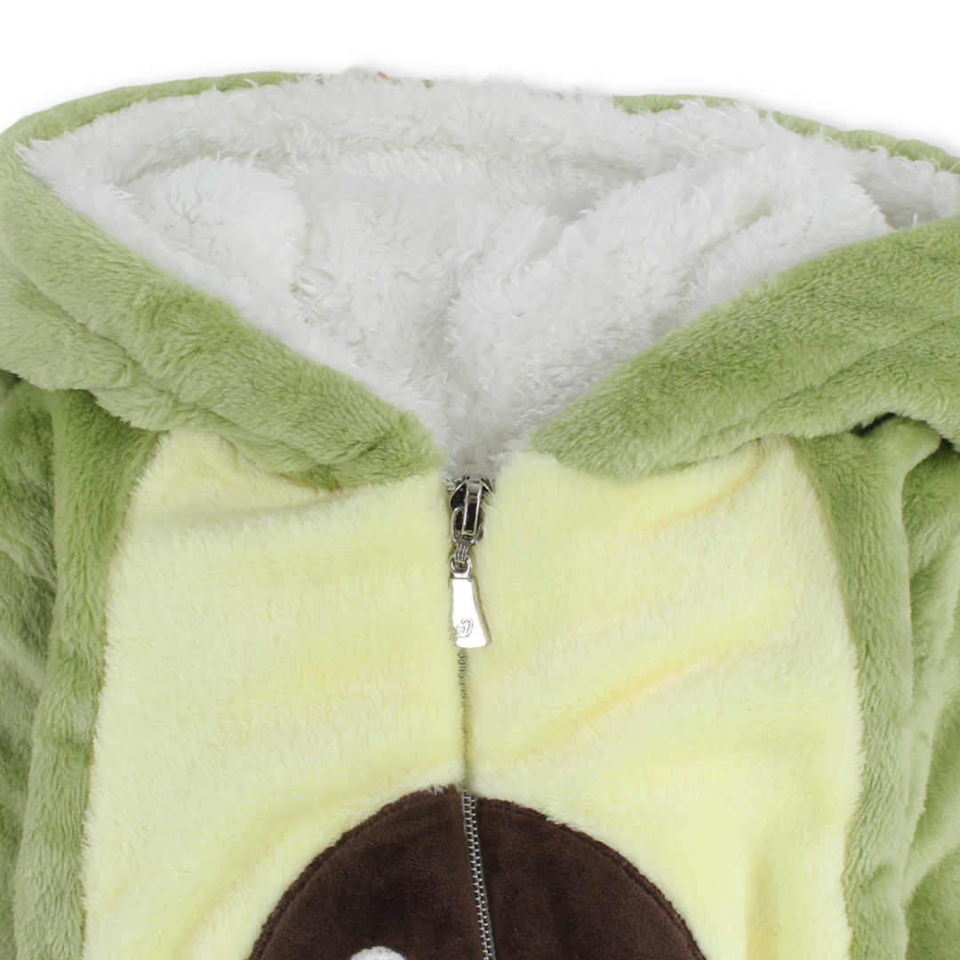 Baby Boys Fleece Hooded Baby Footie – Green with Avocado Design