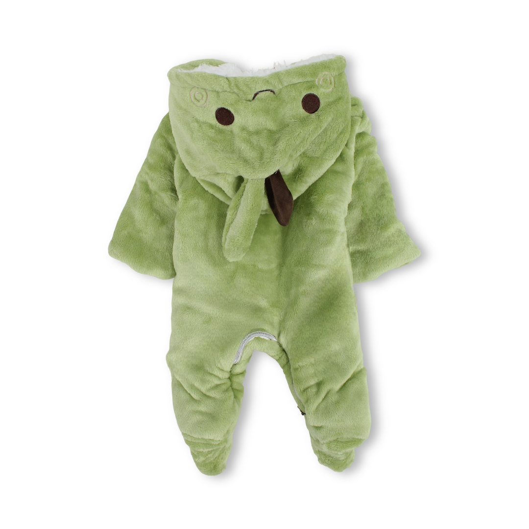 Baby Boys Fleece Hooded Baby Footie – Green with Avocado Design