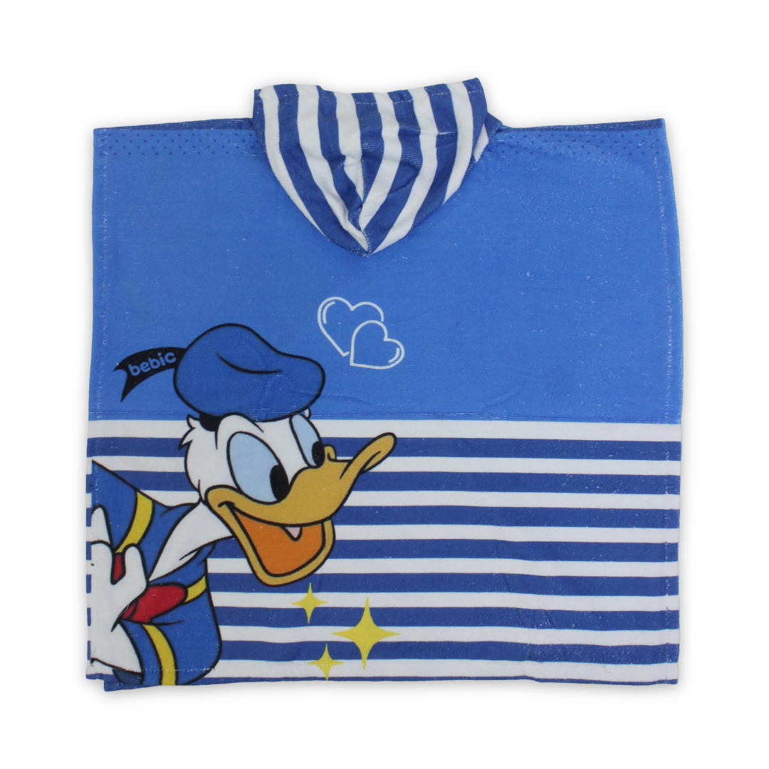 Boys Cotton Poncho – Blue with Donald Duck Print