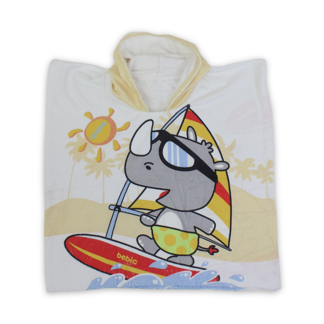 Boys Cotton Poncho – White Printed