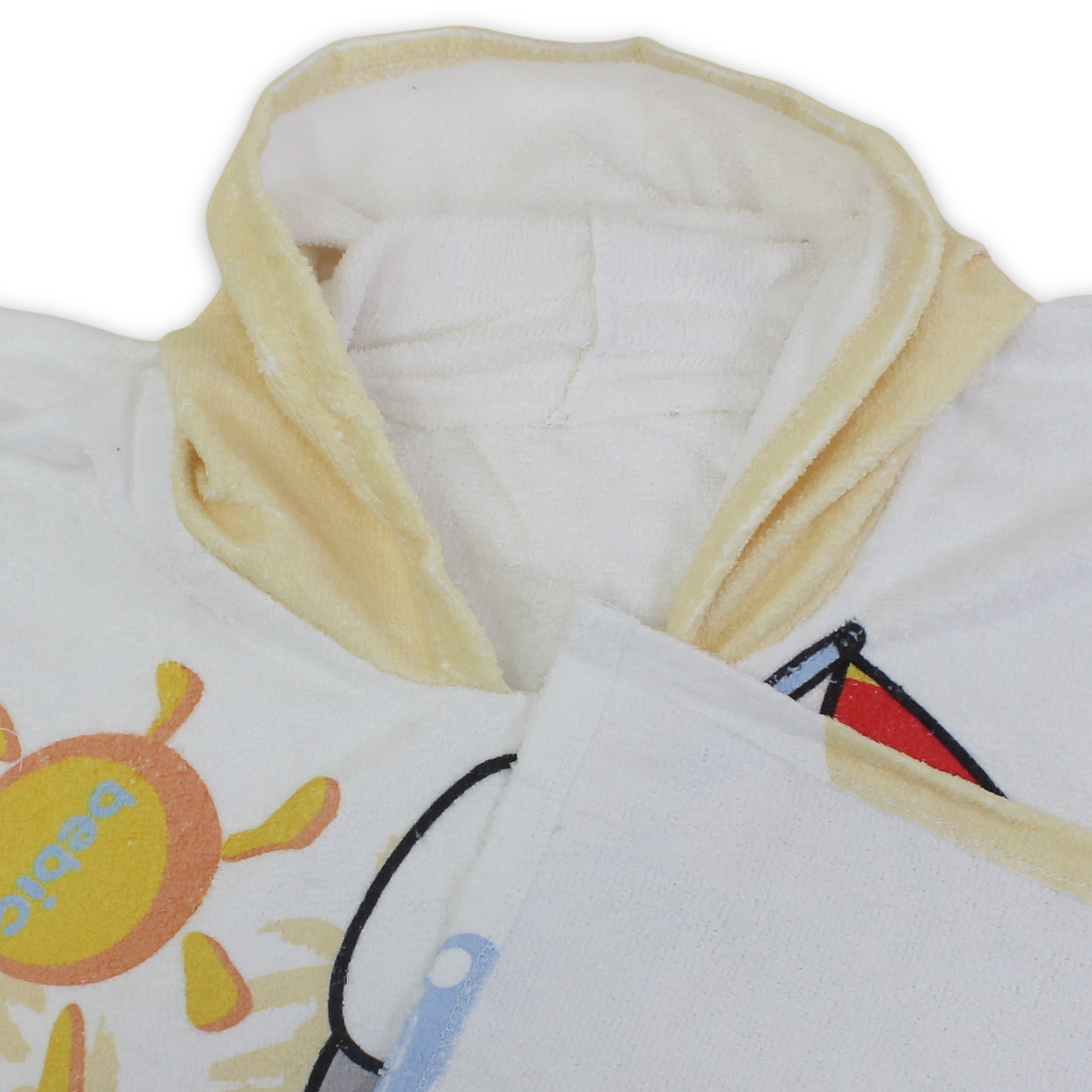 Boys Cotton Poncho – White Printed
