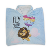 Boys Cotton Poncho – Baby Blue with Lion Print