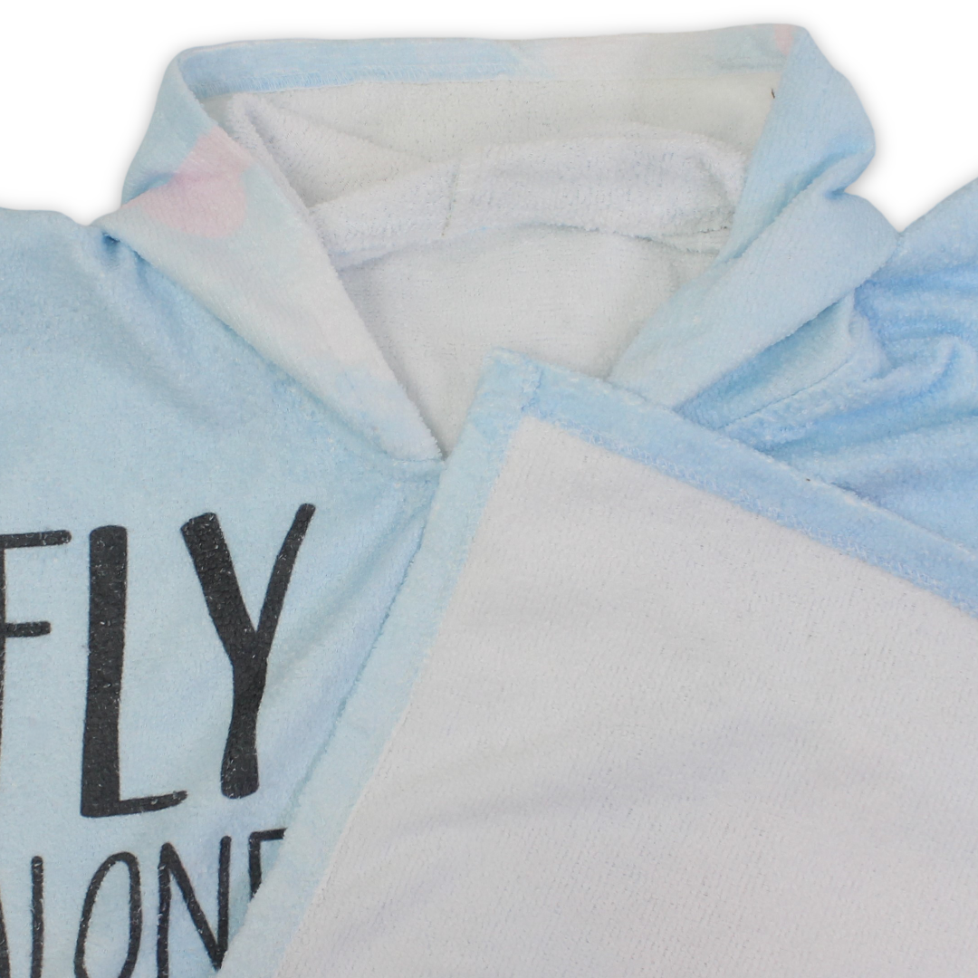 Boys Cotton Poncho – Baby Blue with Lion Print