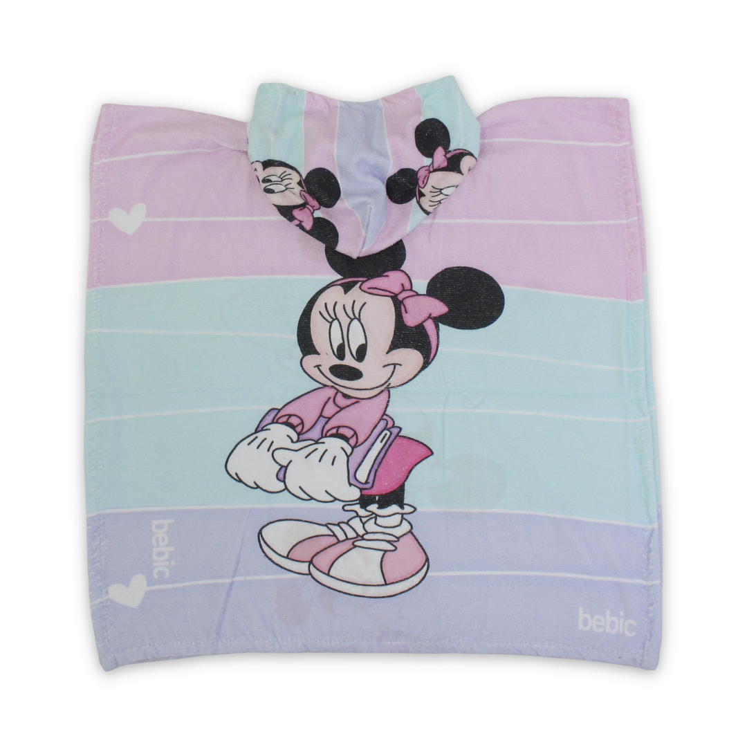 Girls Cotton Poncho – Colorful with Minnie Mouse Print