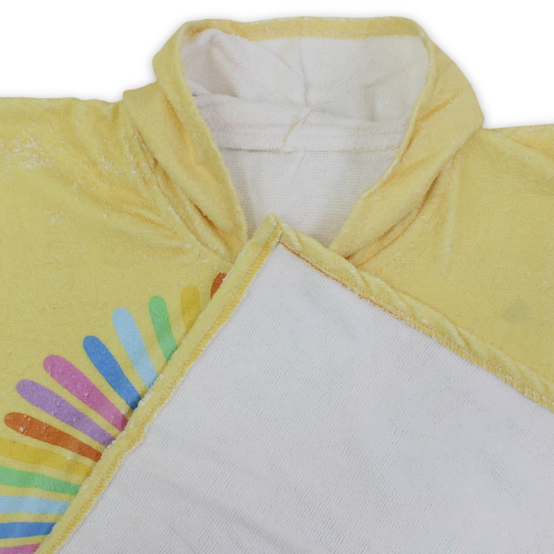 Girls Cotton Poncho – Yellow with Sun Print