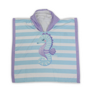 Girls Cotton Poncho – Sea Horse Print