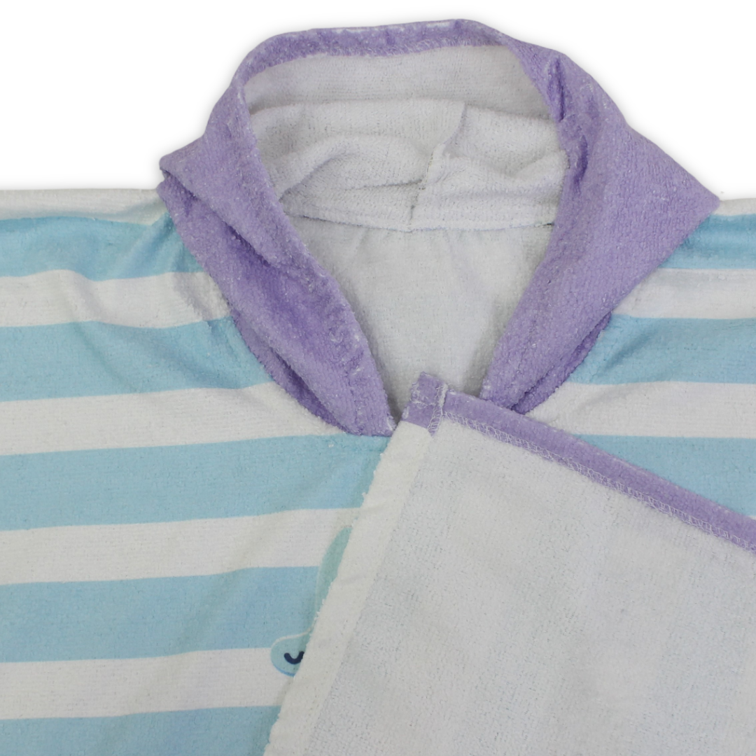 Girls Cotton Poncho – Sea Horse Print
