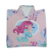 Girls Cotton Poncho – Pink with Mermaid Print