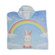 Girls Cotton Poncho – Baby Blue with Rabbit Print