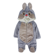 Unisex Baby Fleeced Baby Footie – Grey with Bunny Design