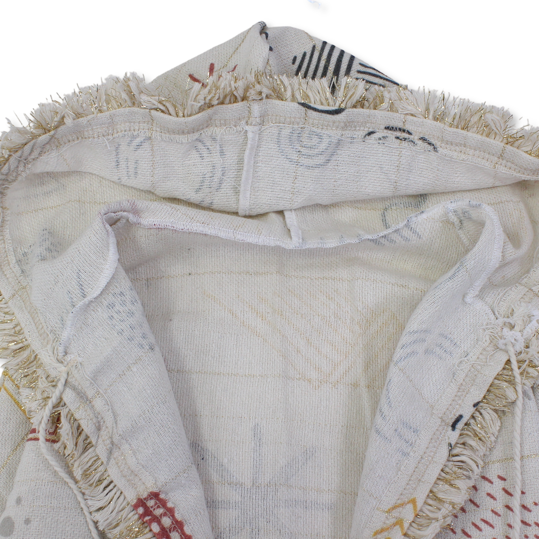 Ramadan Girls Linen Hooded Kaftan – Beige Printed