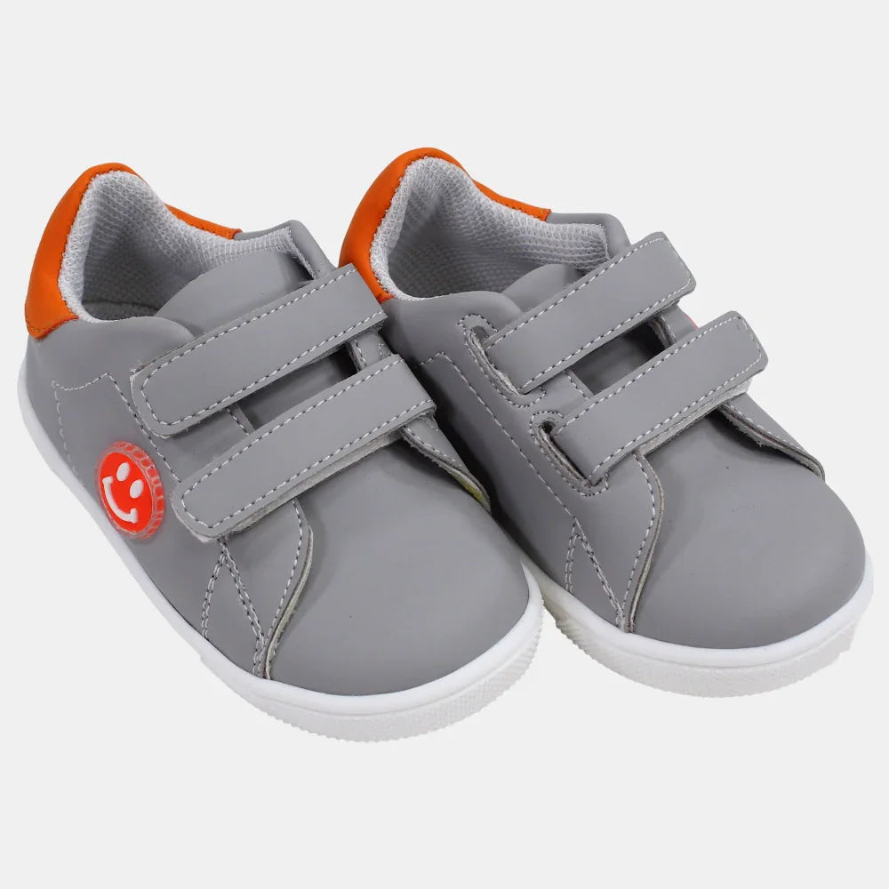 Unisex Baby Leather Sneakers with a Cute Smiley Face