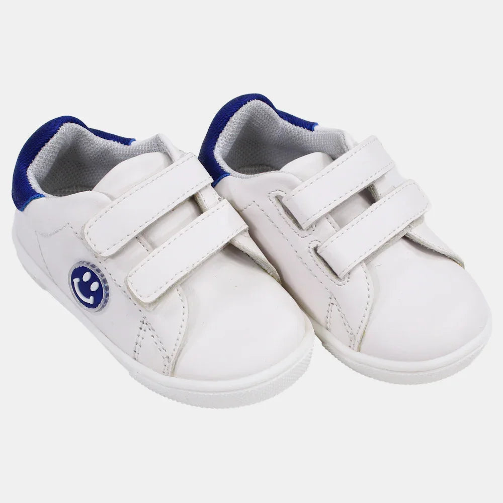 Unisex Baby Leather Sneakers with a Cute Smiley Face