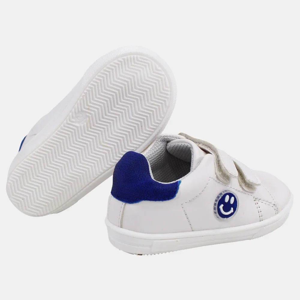 Unisex Baby Leather Sneakers with a Cute Smiley Face