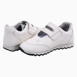 Girls Leather Sneakers – White & Silver Star