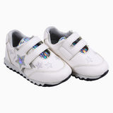 Baby Girls Leather Sneakers – White & Silver Star
