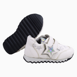 Baby Girls Leather Sneakers – White & Silver Star