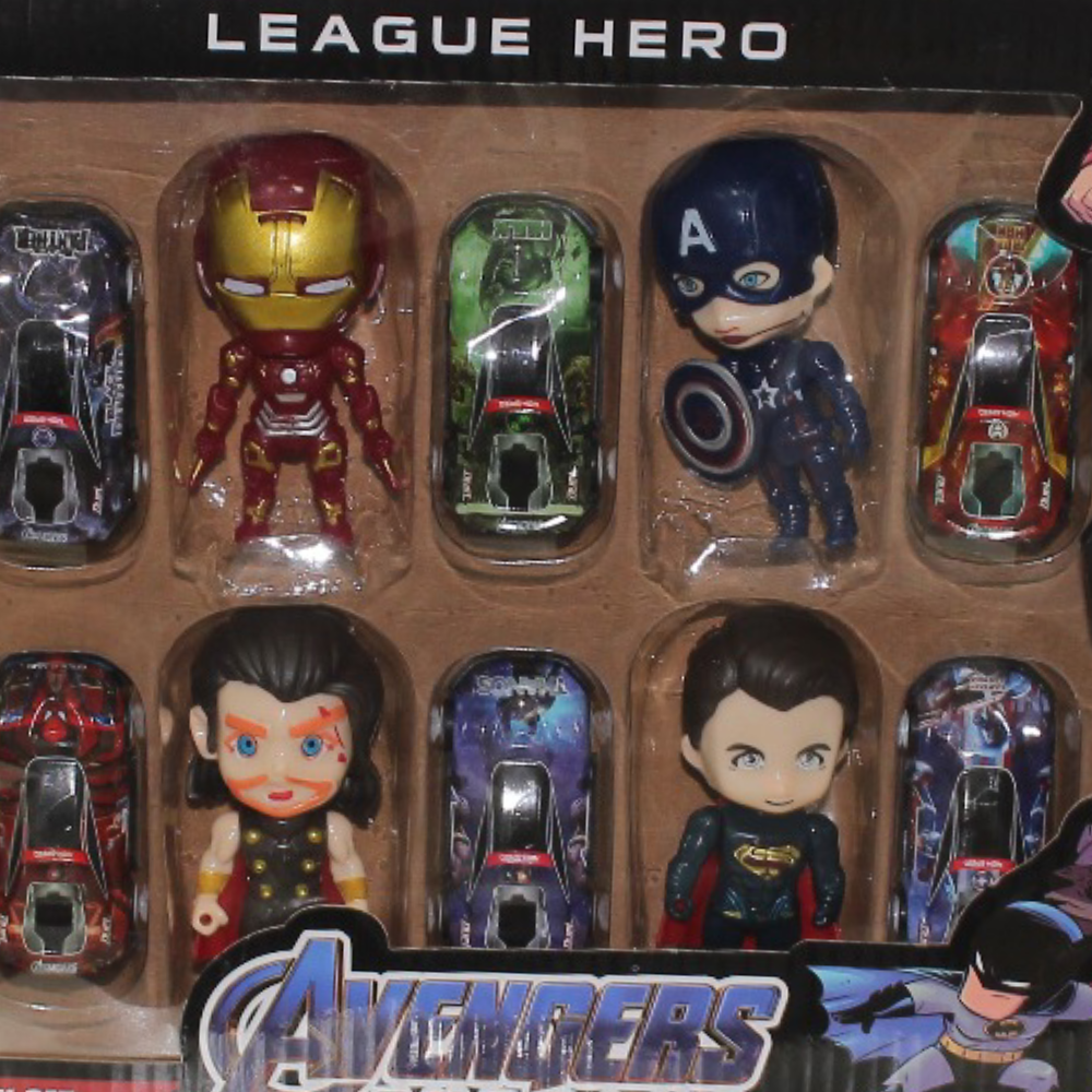 Avengers Endgame League Hero Action Figures + 6 Cars
