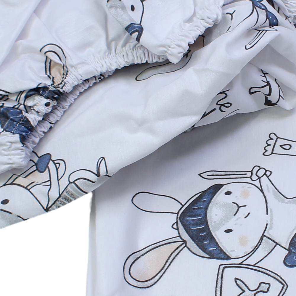 Cotton Bed Sheets – White with Bunny Print