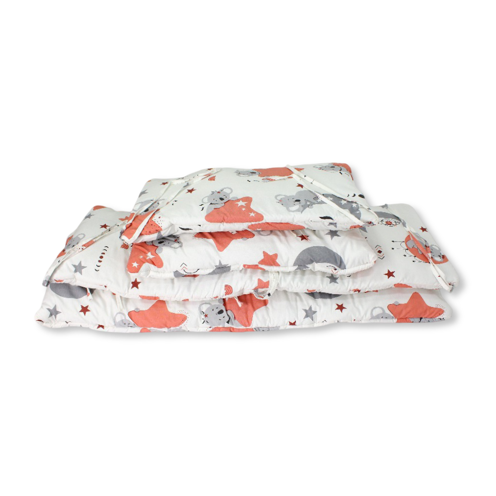 Baby Crib Bumper Cushion – Off-White with Koala and Star Print