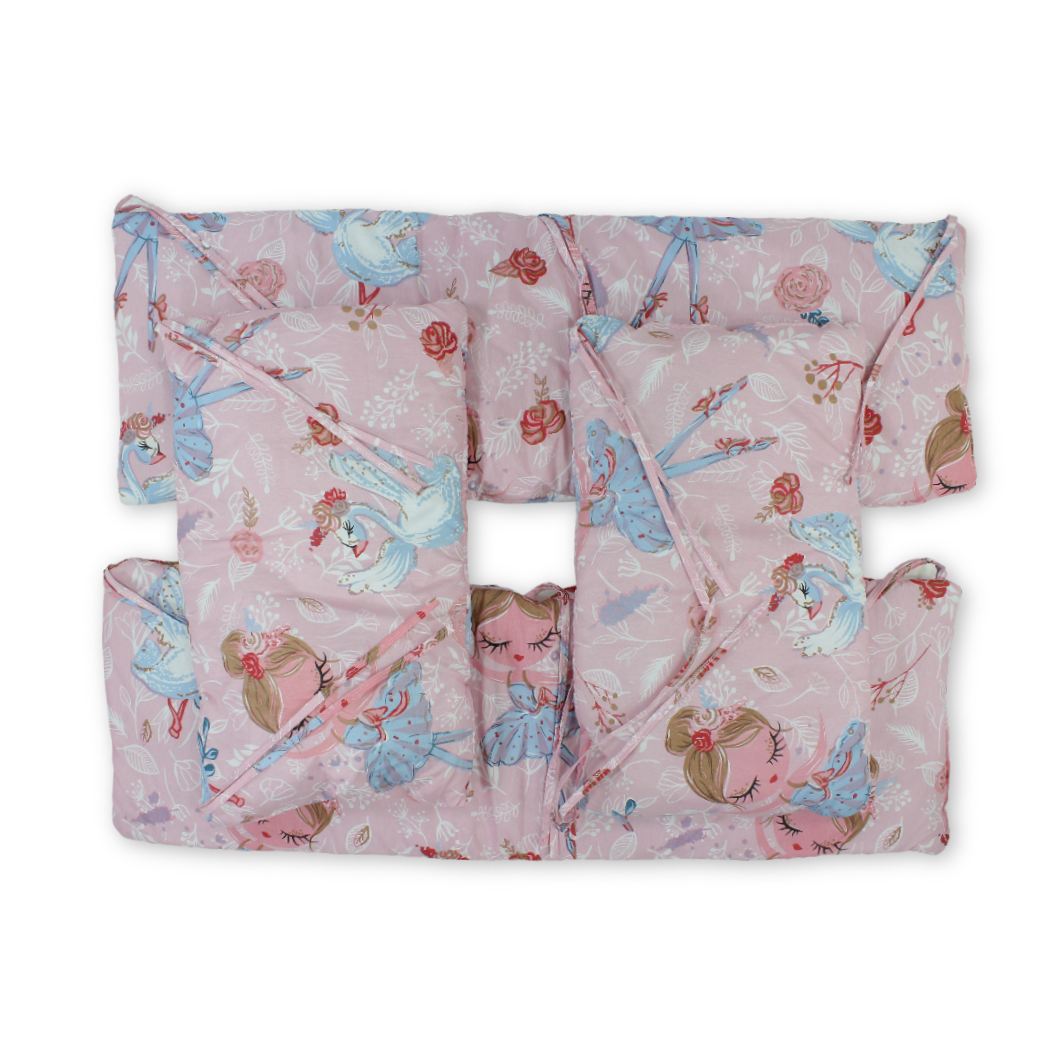 Baby Crib Bumper Set – Pink with Ballerina Print ( 70 * 120 cm )