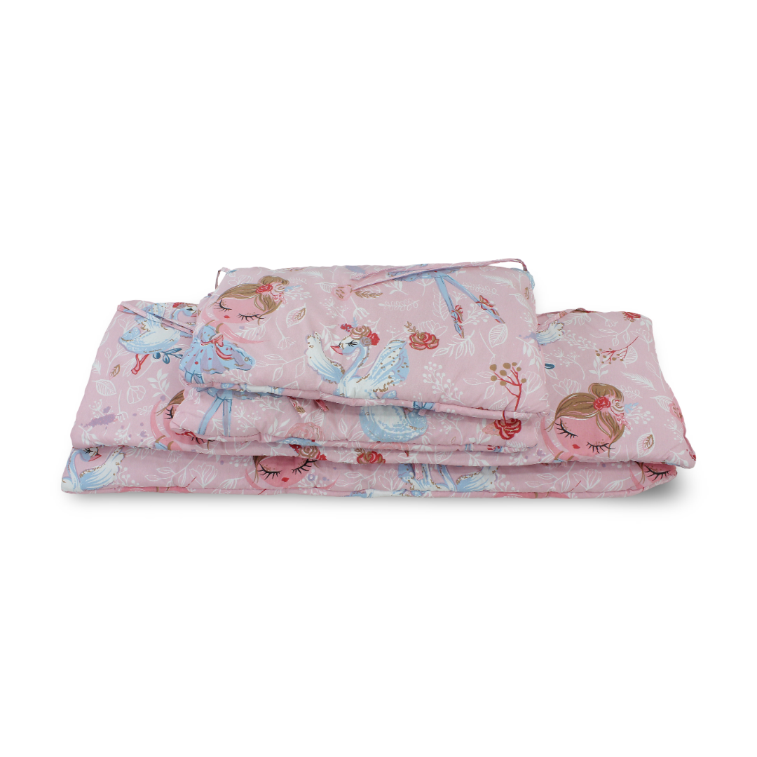 Baby Crib Bumper Set – Pink with Ballerina Print ( 70 * 120 cm )