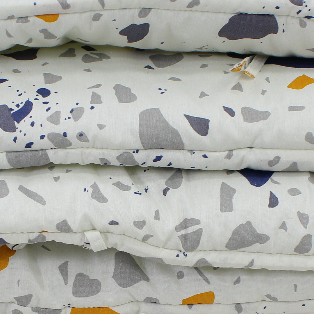 Cotton Bed Sheets – Off-White with Rocks Print