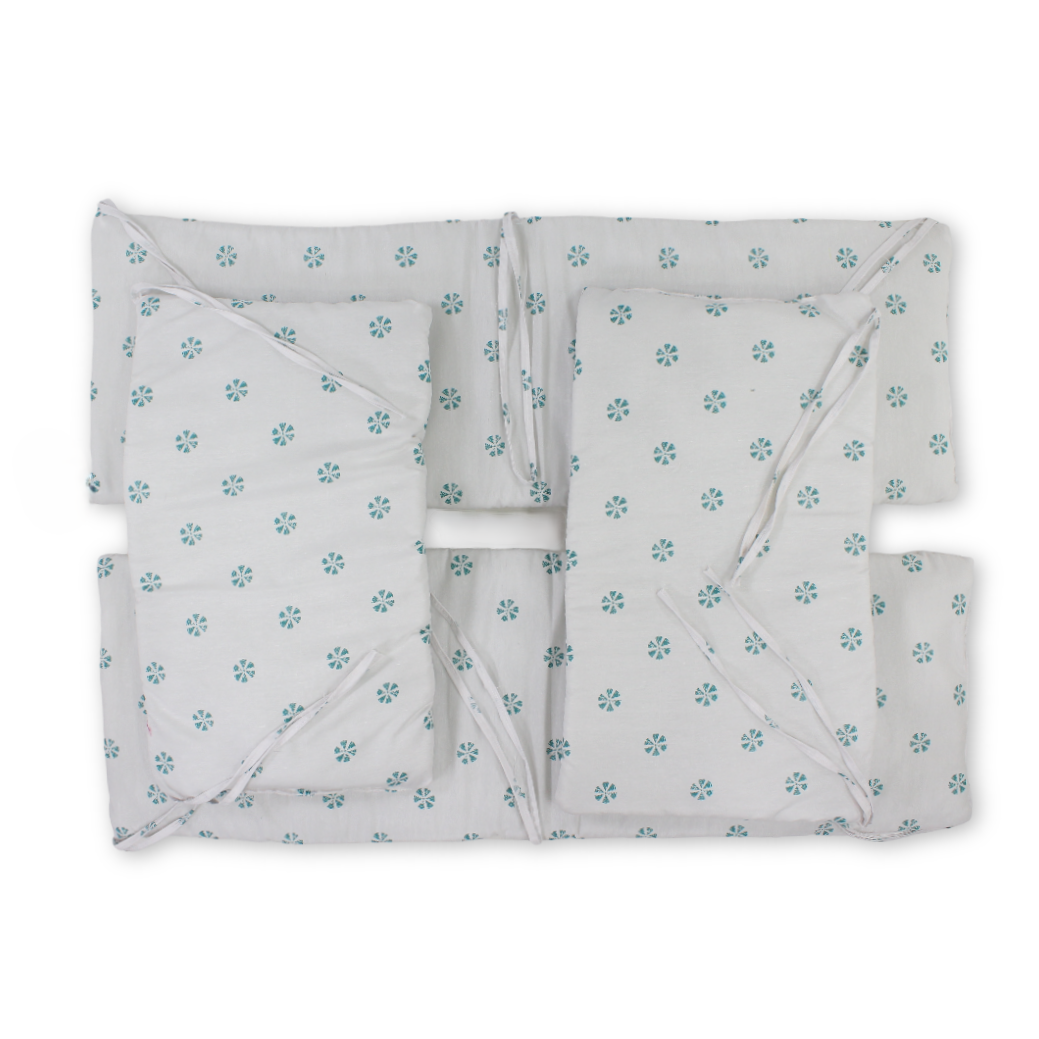 Cotton Baby Crib Set – White with Floral Print - Various - Ourkids