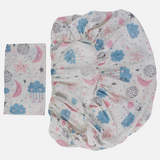 Cotton Bed Sheet Set – Off-White with Cute Moon and Stars Print