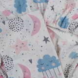 Cotton Bed Sheet Set – Off-White with Cute Moon and Stars Print