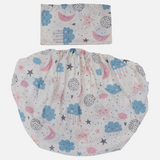Cotton Bed Sheet Set – Off-White with Cute Moon and Stars Print