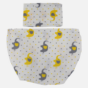 Cotton Bed Sheet Set – Off-White with Cute Elephants Print
