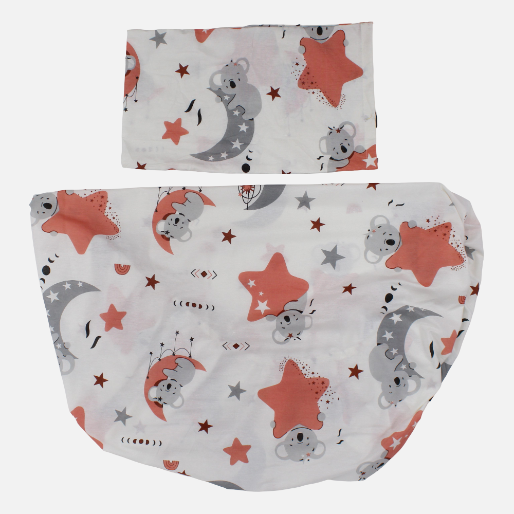 Cotton Bed Sheet Set – Off-White with Stars and Koalas Print