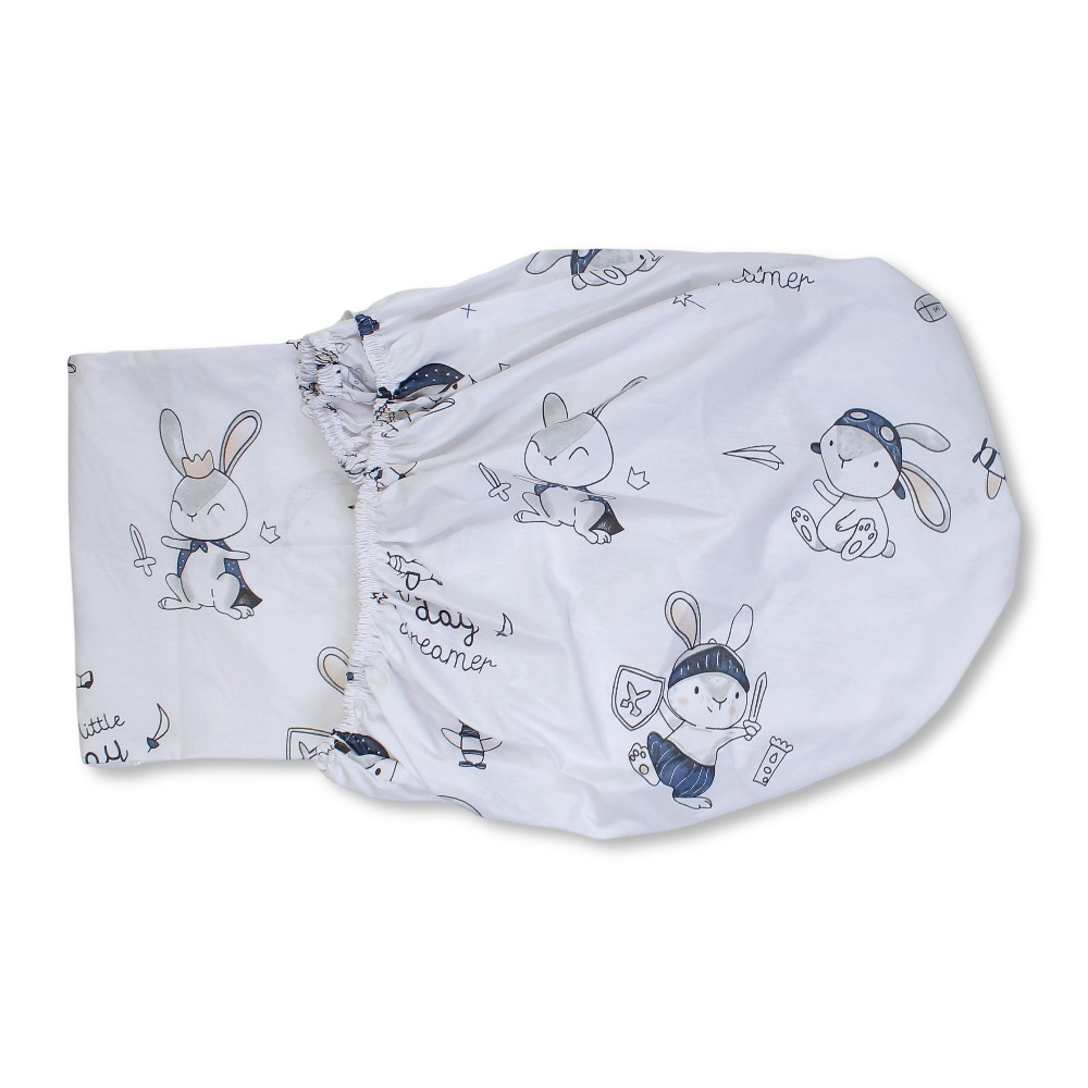 Baby Cotton Bed Sheet – White with Bunny Print