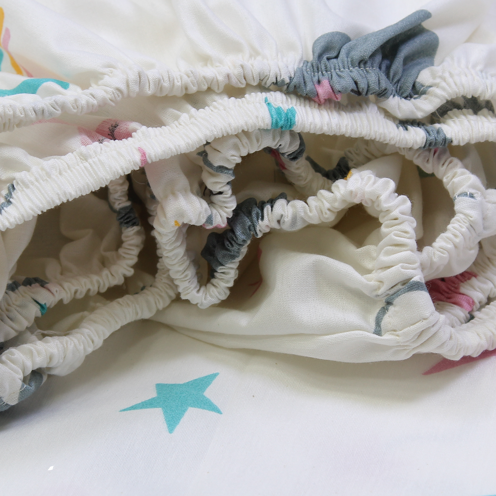 Baby Cotton Bed Sheet – Off-White with Sun & Clouds Print