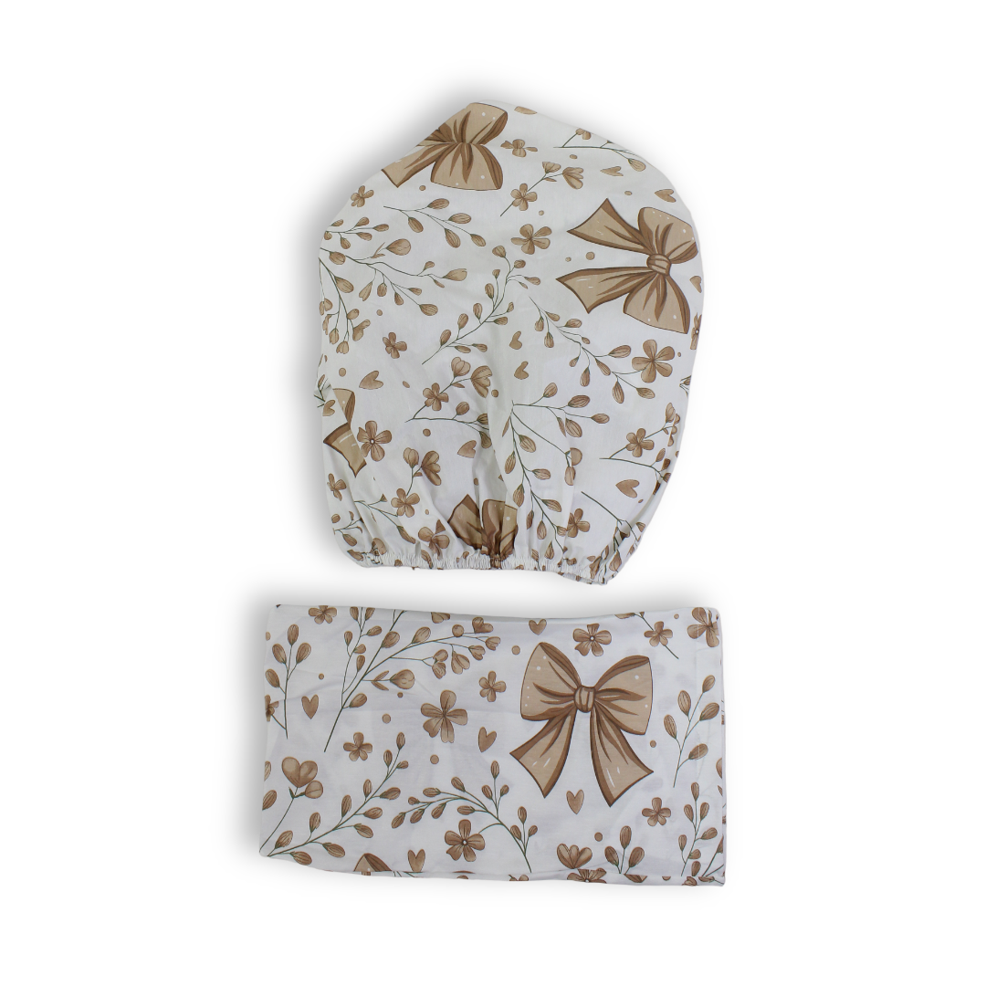 Cotton Bed Sheets – Off-White with Beige Bows Print