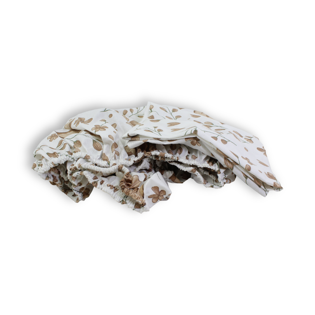 Cotton Bed Sheets – Off-White with Beige Bows Print