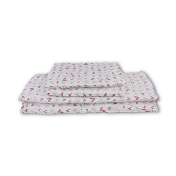 Cotton Crib Bumper – Off-White with Hearts Print