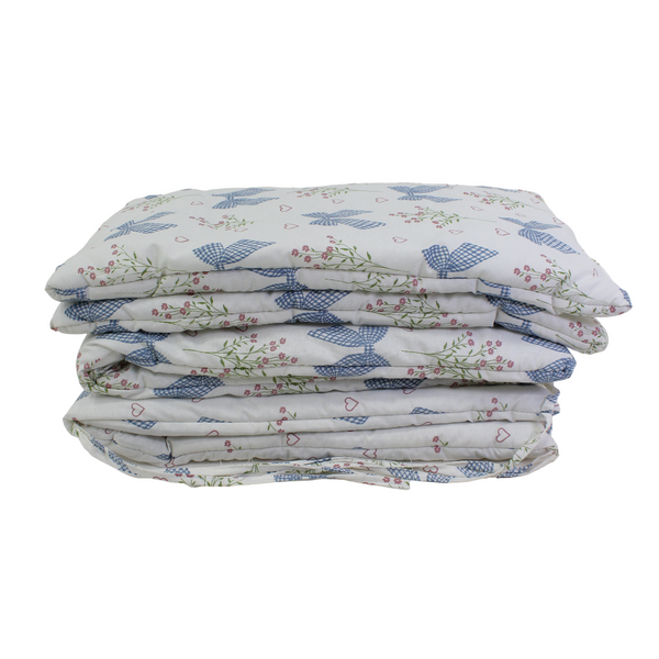 Cotton Crib Bumper – Off-White with Baby Blue Bows Print