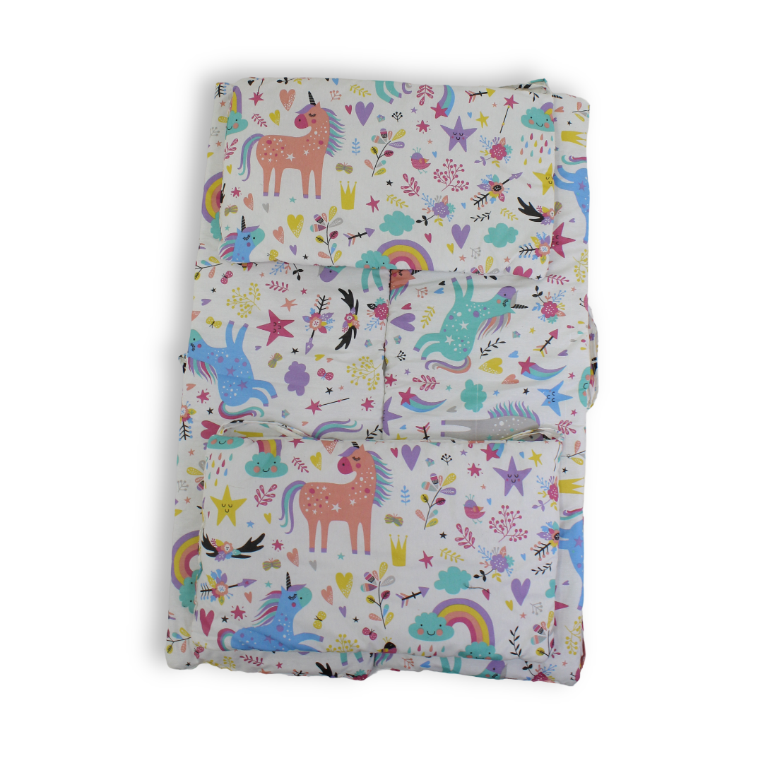 Cotton Crib Bumper – Off-White with Unicorn Print