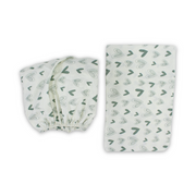 Cotton Bed Sheets – Off-White with Green Hearts Print