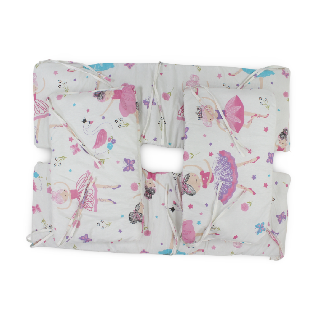 Baby Crib Bumper Set – Off-White with Ballerina Print