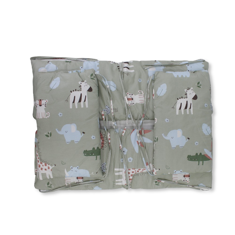 Baby Crib Bumper Set – Mint with Animals Print
