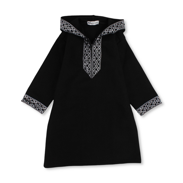Boys Long-Sleeved Hooded Jilbab – Black