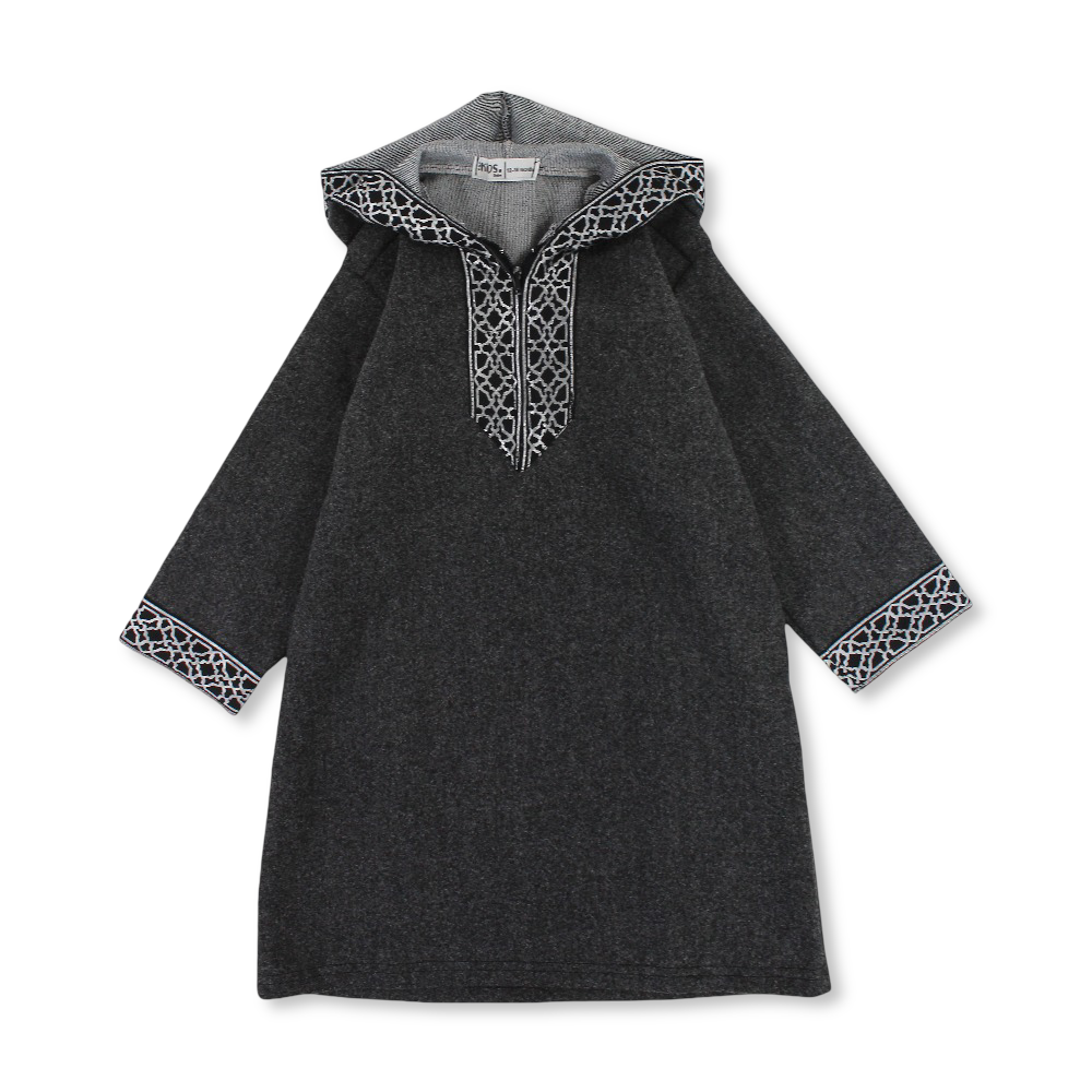 Baby Boys Long-Sleeved Hooded Jilbab – Dark Grey