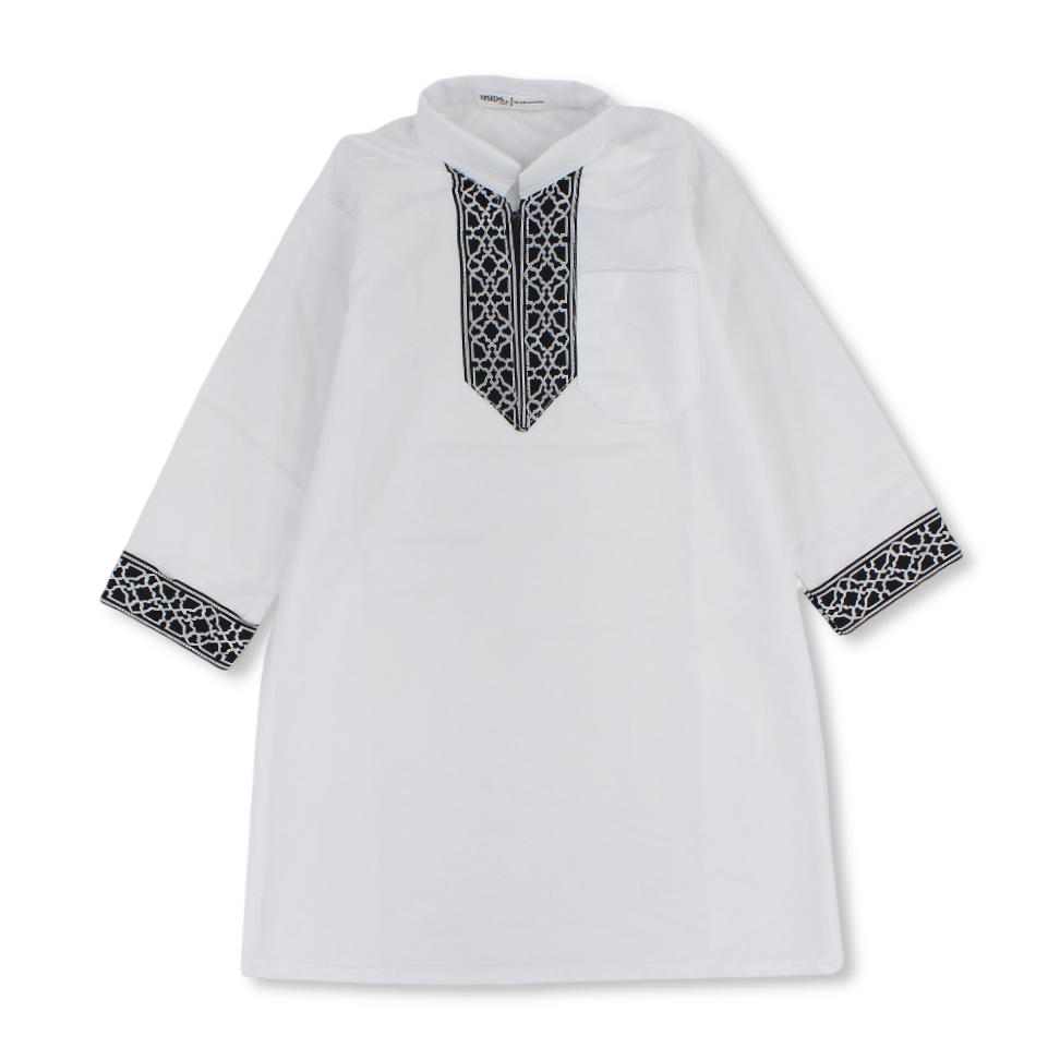Boys Cotton Long-Sleeved Ramadan Jilbab – White