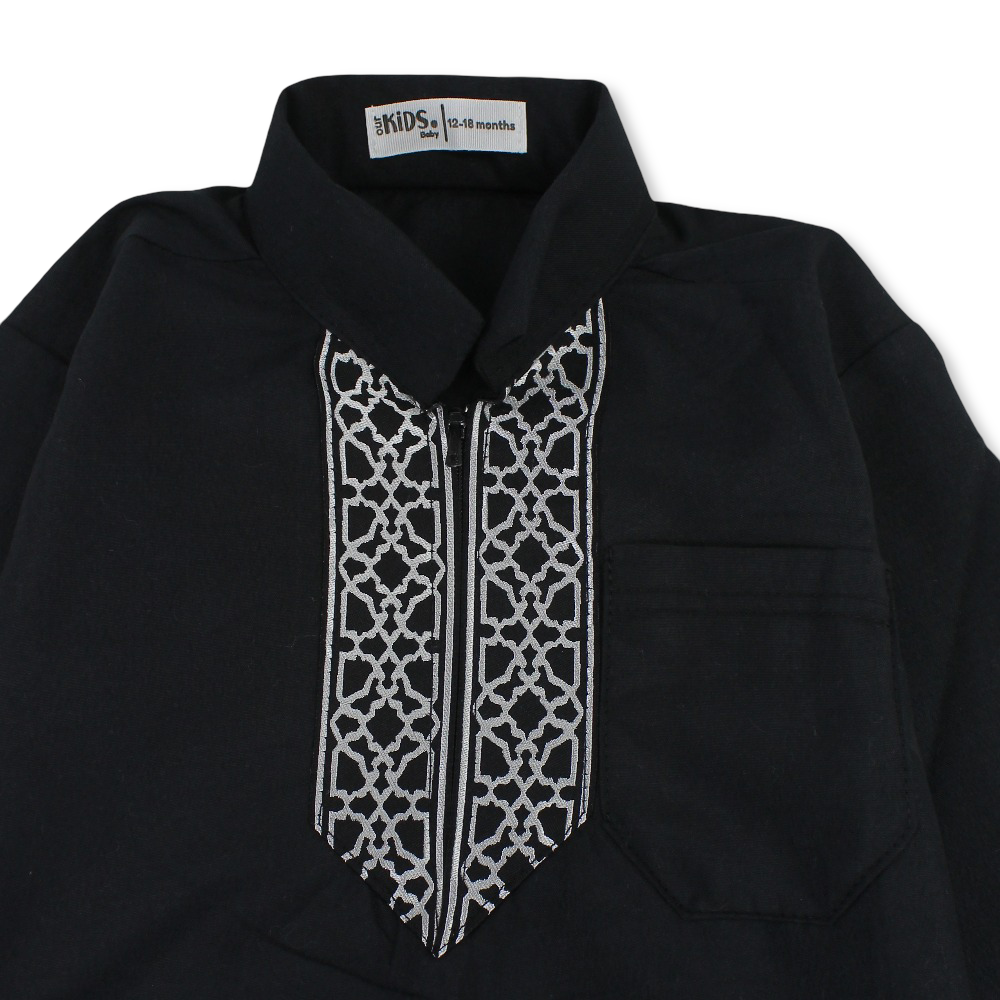 Boys Cotton Long-Sleeved Ramadan Jilbab – Black