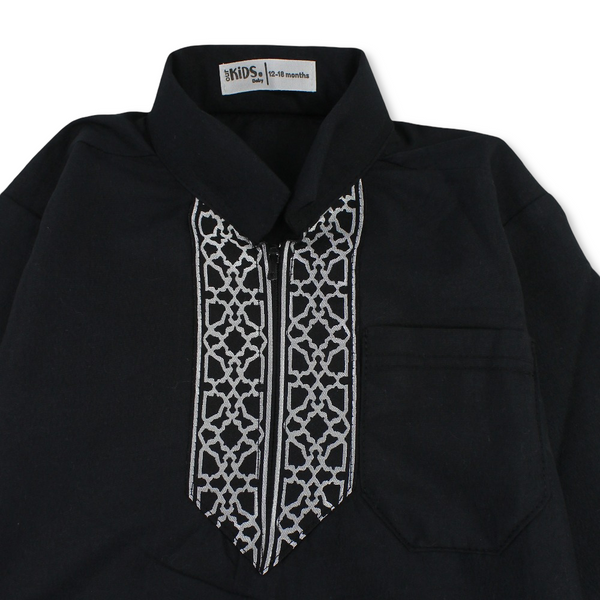 Boys Cotton Long-Sleeved Ramadan Jilbab – Black