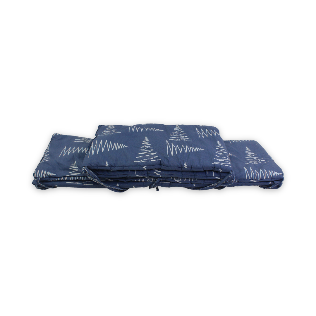 Cotton Baby Crib Bumper – Blue with Tress Print