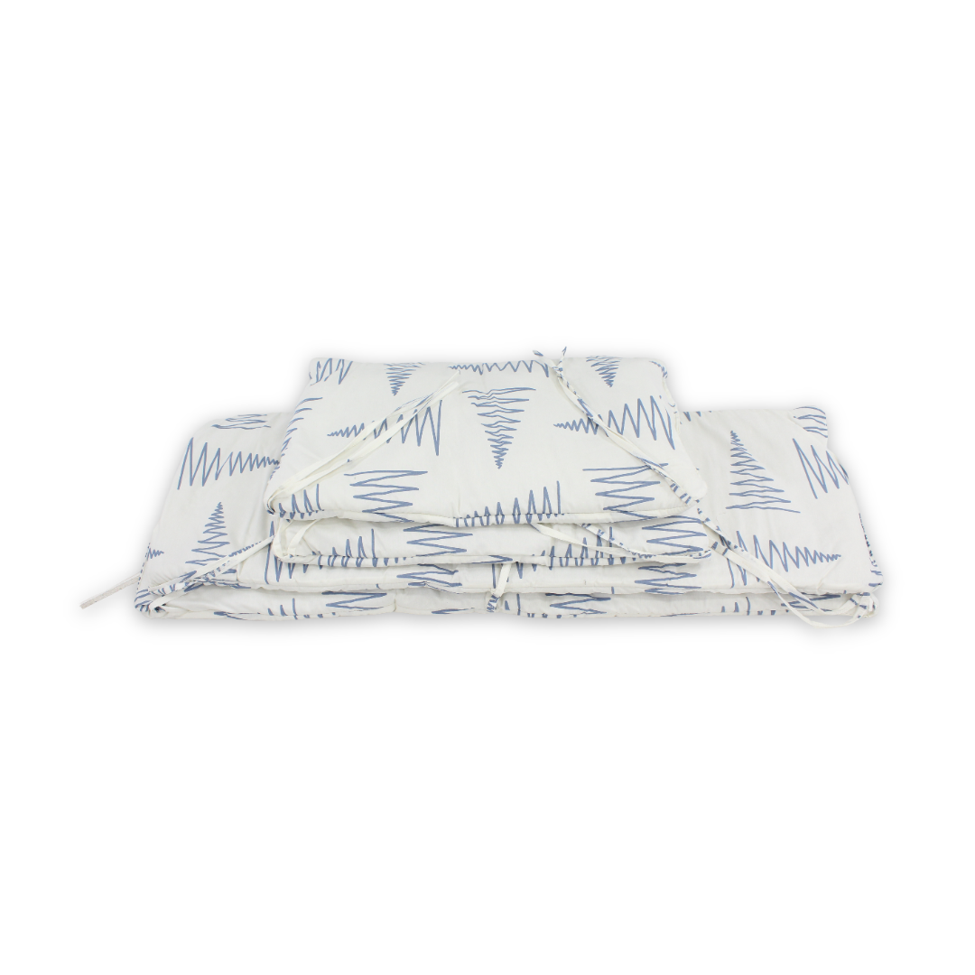 Cotton Baby Crib Bumper – Off-White with Trees Print